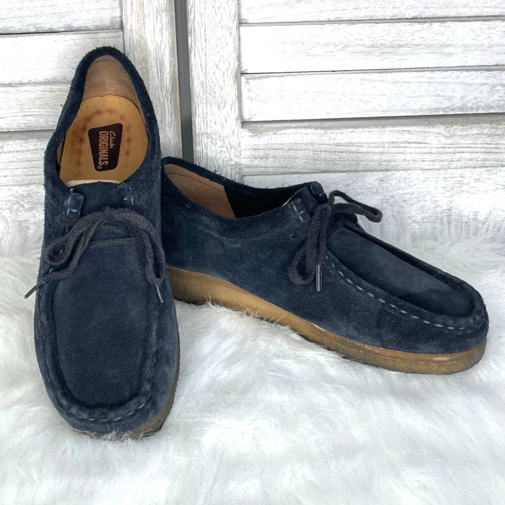 Vintage Clarks Originals Wallabee Women's Blue Suede Size 9.5 M